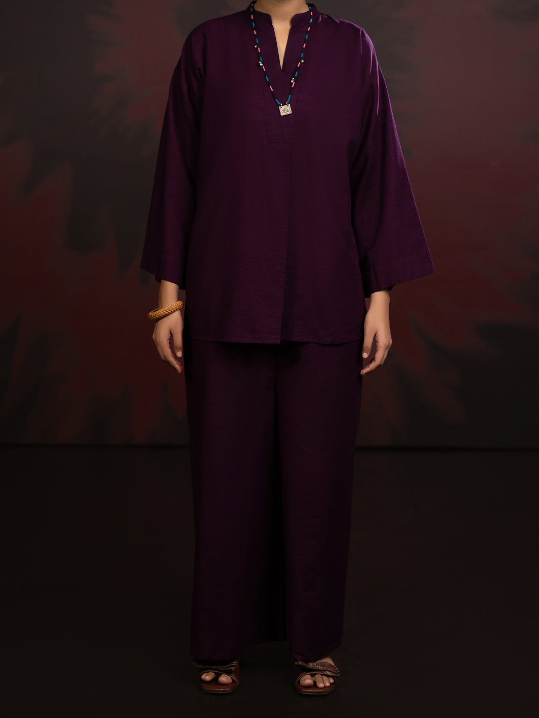 Purple Light Slub Khaddar 2Pc Stitched - AL-2PS-LKS-1089