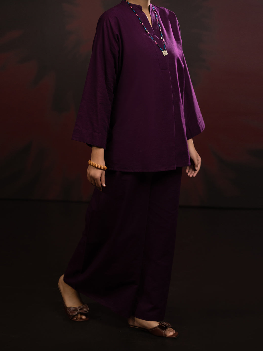 Purple Light Slub Khaddar 2Pc Stitched - AL-2PS-LKS-1089