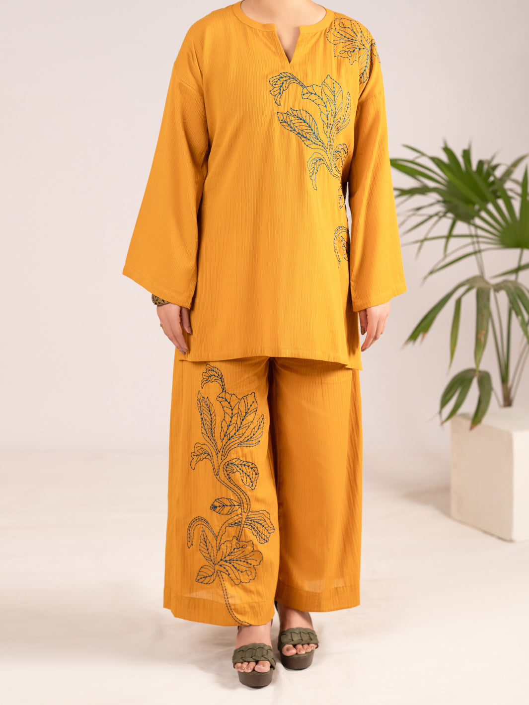 Mustard Dobby Square 2Pc Stitched - AL-2PS-LKS-1100