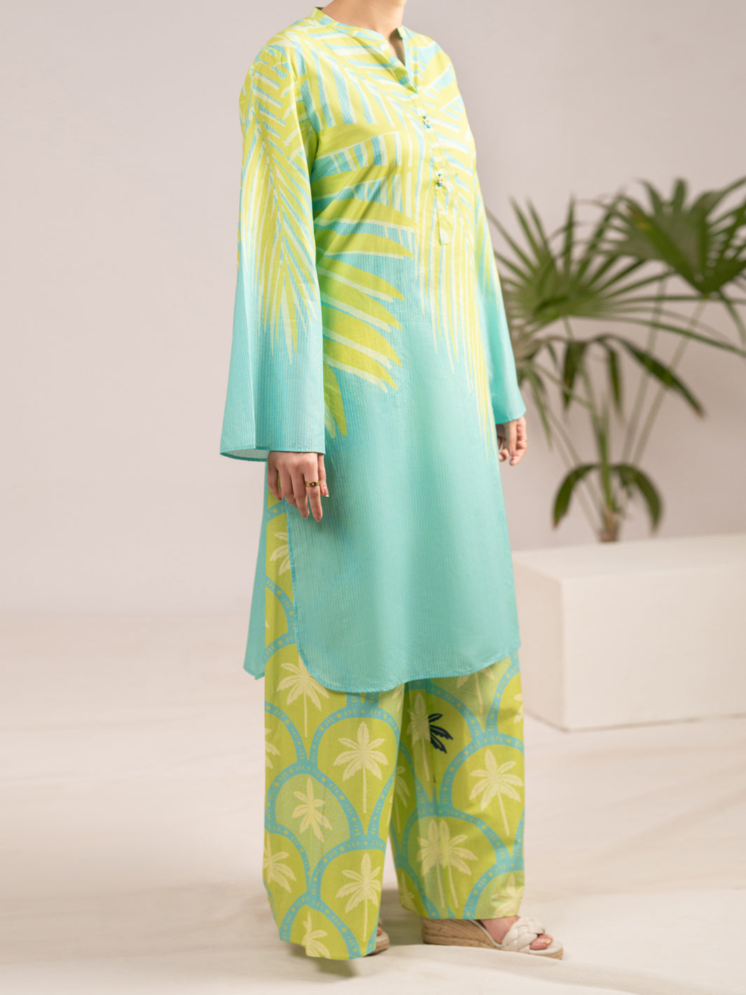Aqua Blue Lawn 2Pc Stitched - AL-2PS-LKS-1110