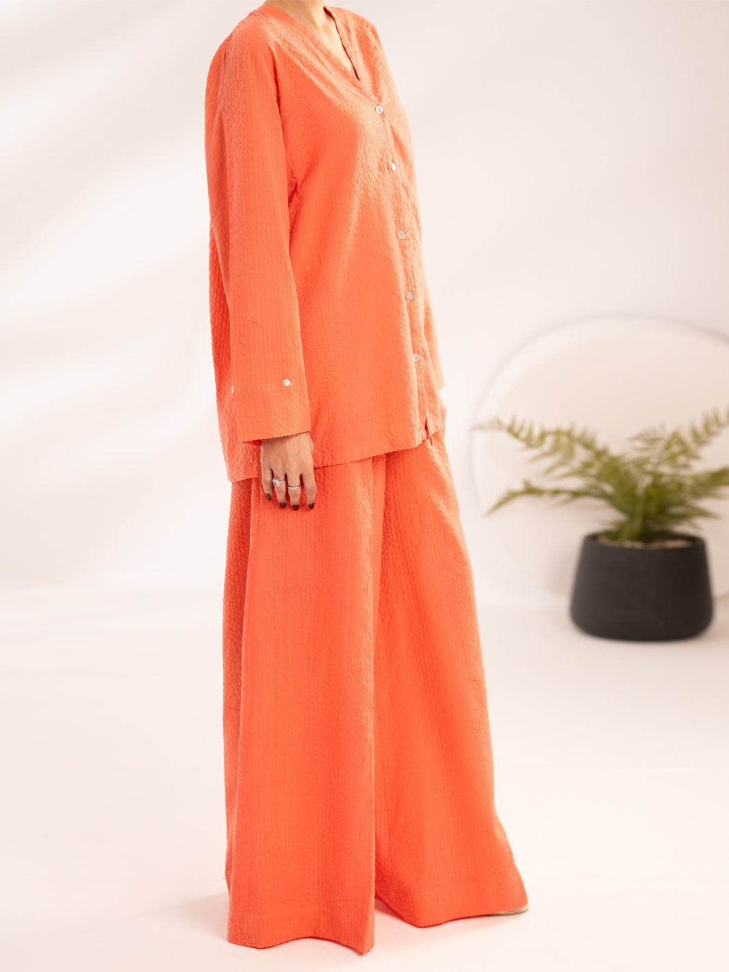 Peach Seersucker 2Pc Stitched - AL-2PS-LKS-1121