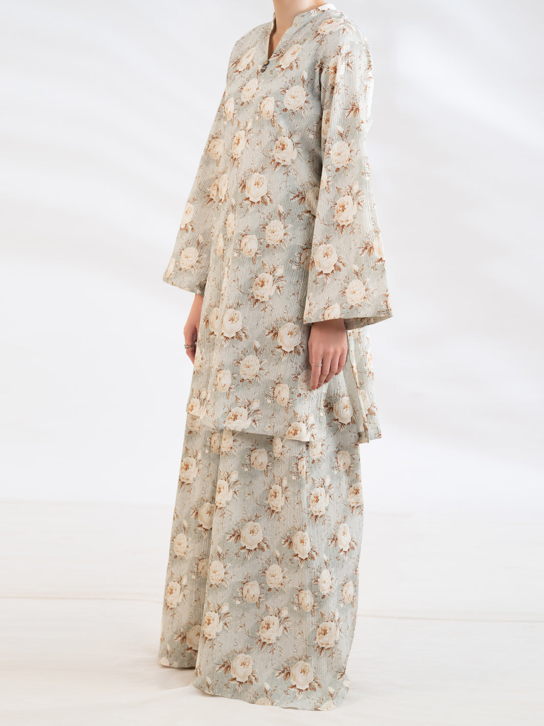 Light Grey Seersucker 2Pc Stitched - AL-2PS-LKS-1180