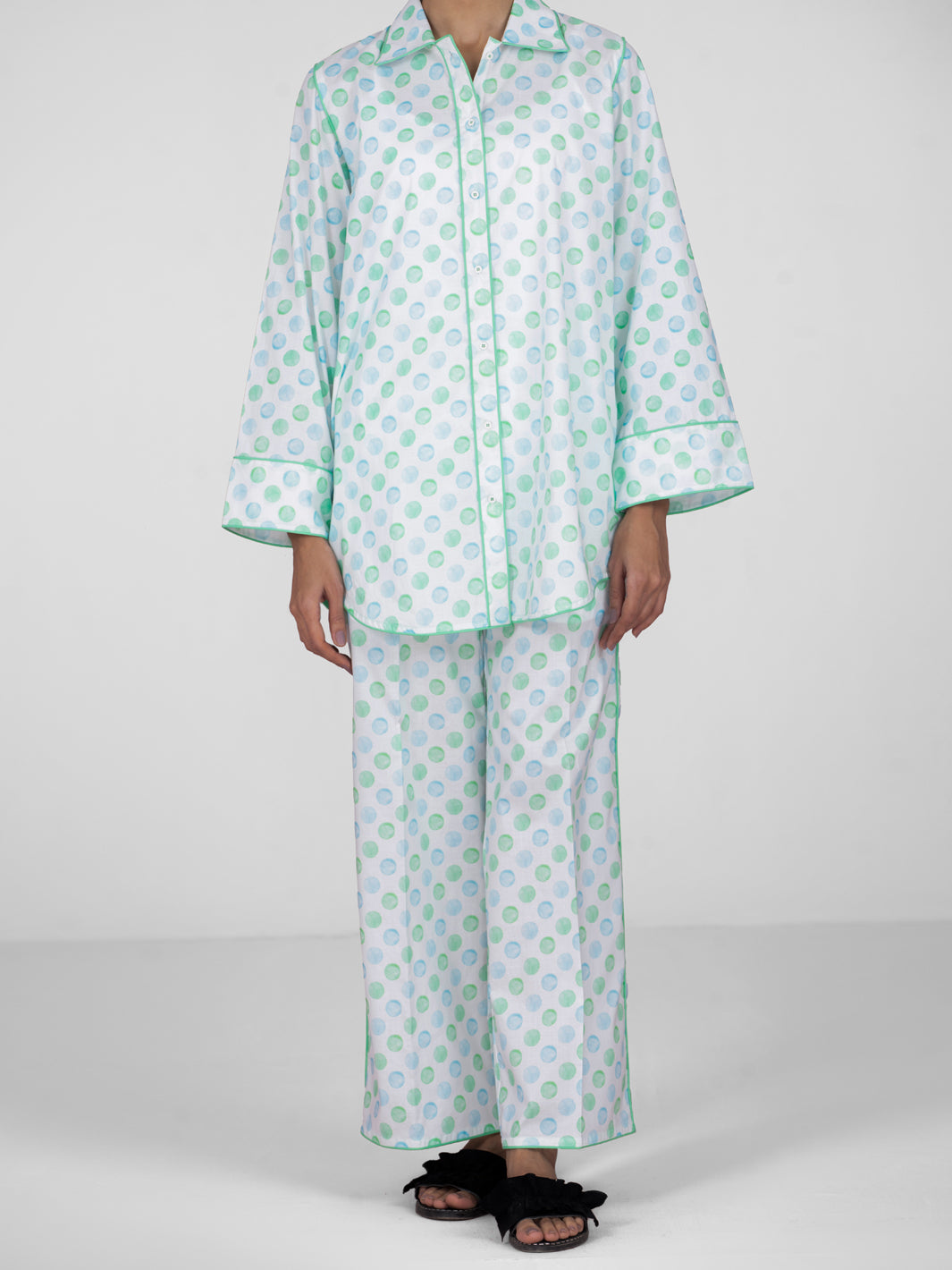 Light Green Cotton 2Pc Stitched Nightwear - AL-LKS-NW-1011