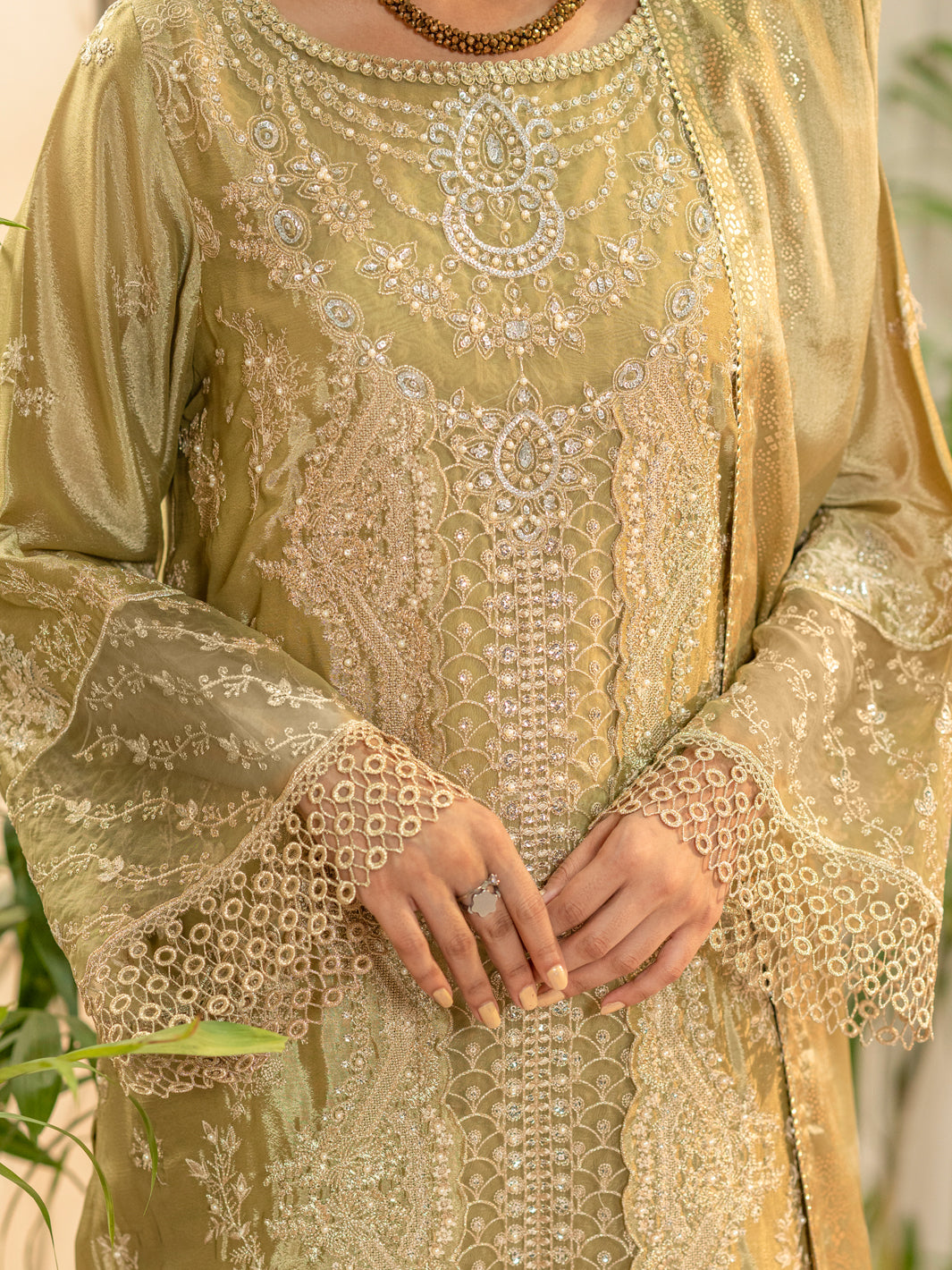 Pista Green Chiffon 3Pc Formal Unstitched - AL-3PS-LS-UN-424