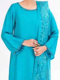 Sea Green Sheesha Silk Formal 3Pc Stitched - AL-3PS-LS-579