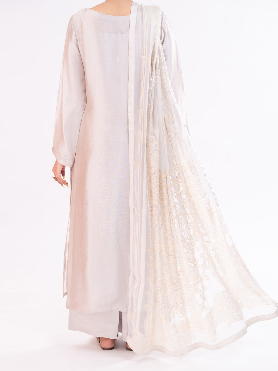 Beige Sheesha Silk Formal 3Pc Stitched - AL-3PS-LS-580