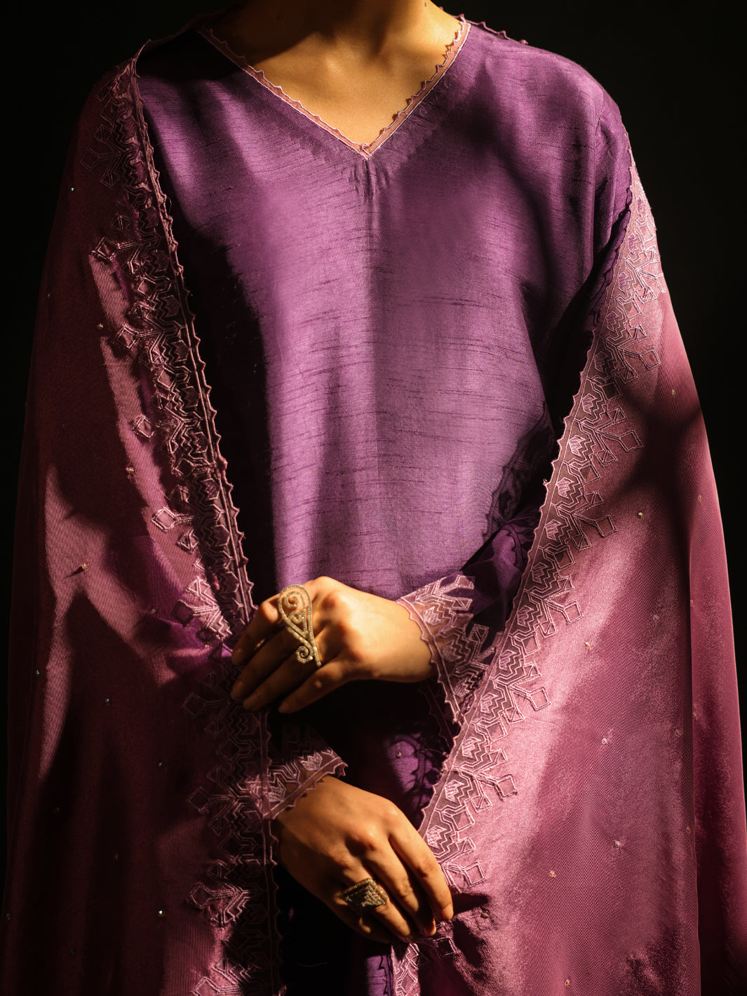 Purple Raw Silk Formal 3Pc Stitched - AL-3PS-SS-LS-581