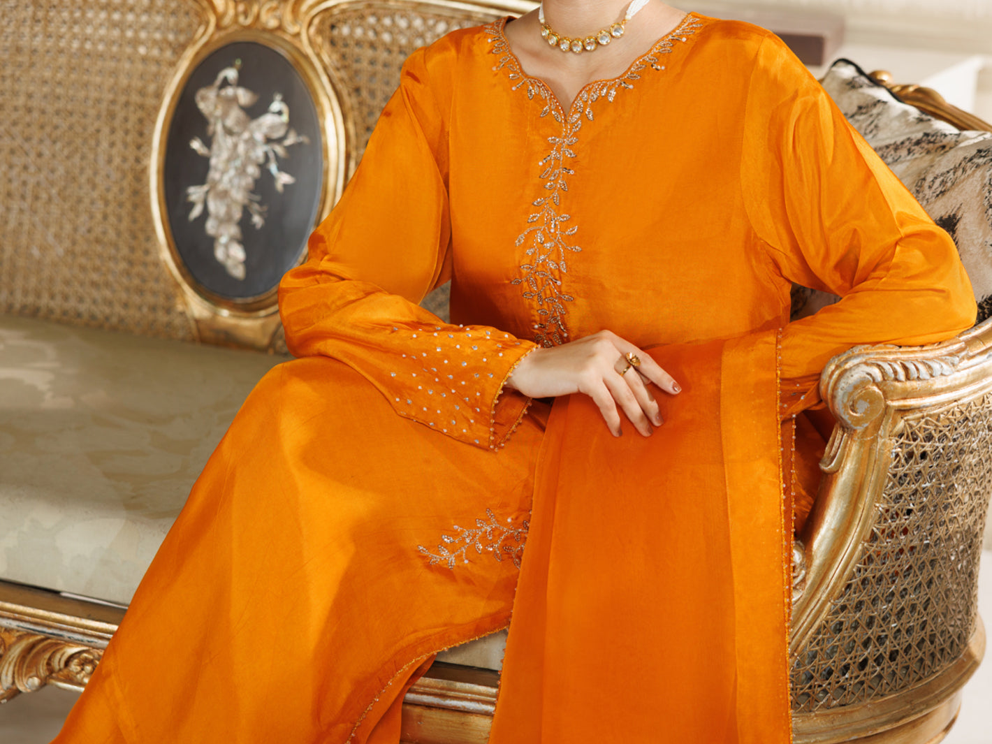 Rust Viscose Formal Stitched 3Pc - AL-3PS-LS-588