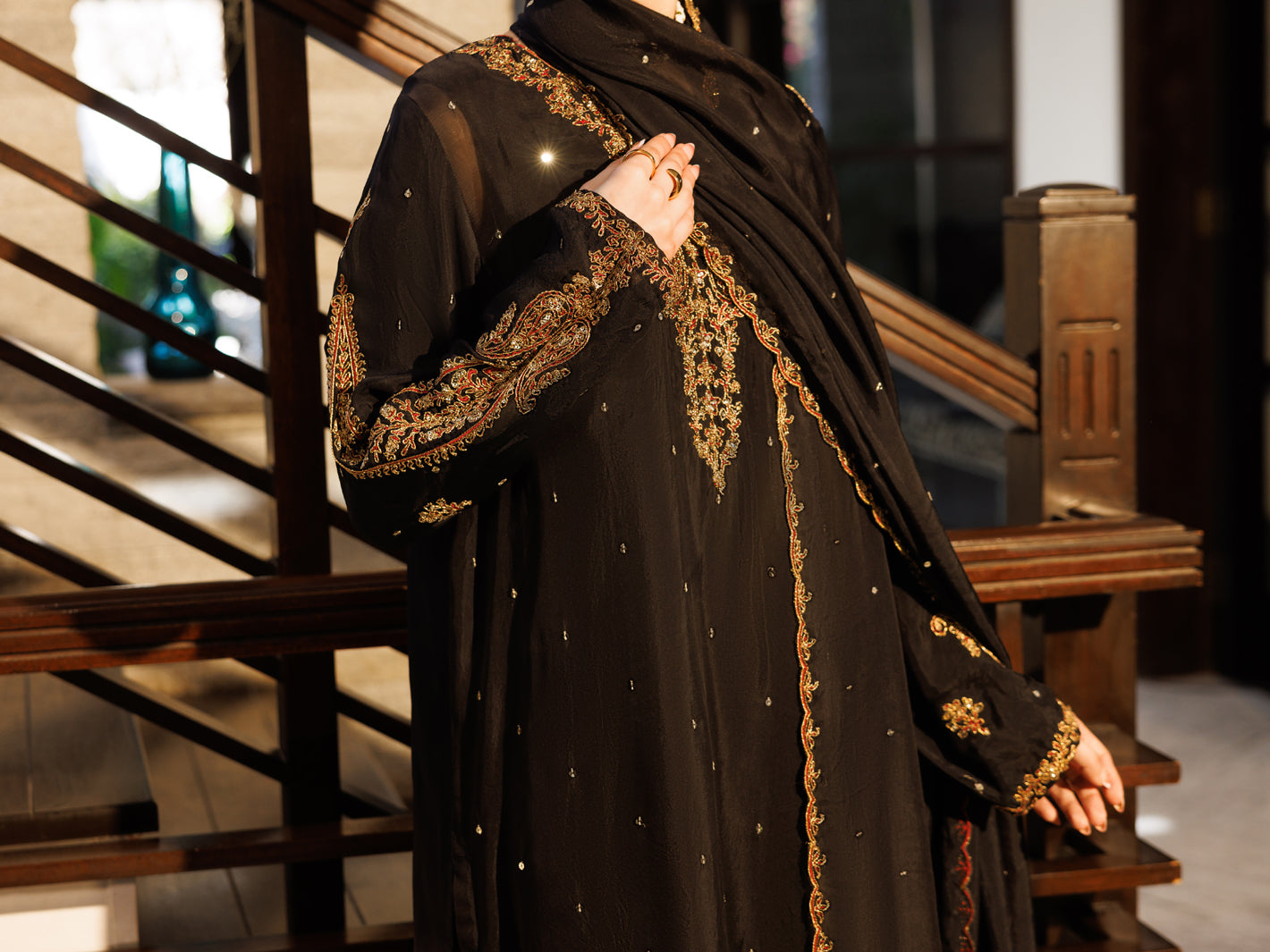 Black Amore Silk Formal Stitched 3Pc - AL-3PS-LS-621