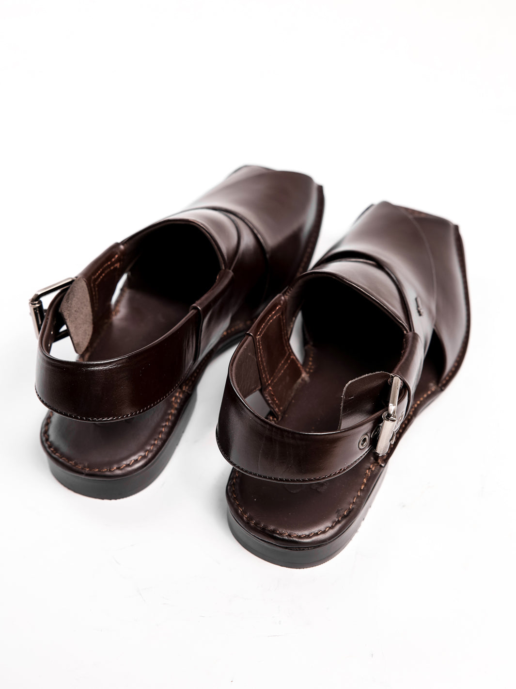 Brown Leather Peshawari Sandals - AL-MFW-HC-172