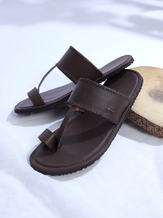 Brown Leather Kolhapuri Chappal - AL-MFW-KC-165