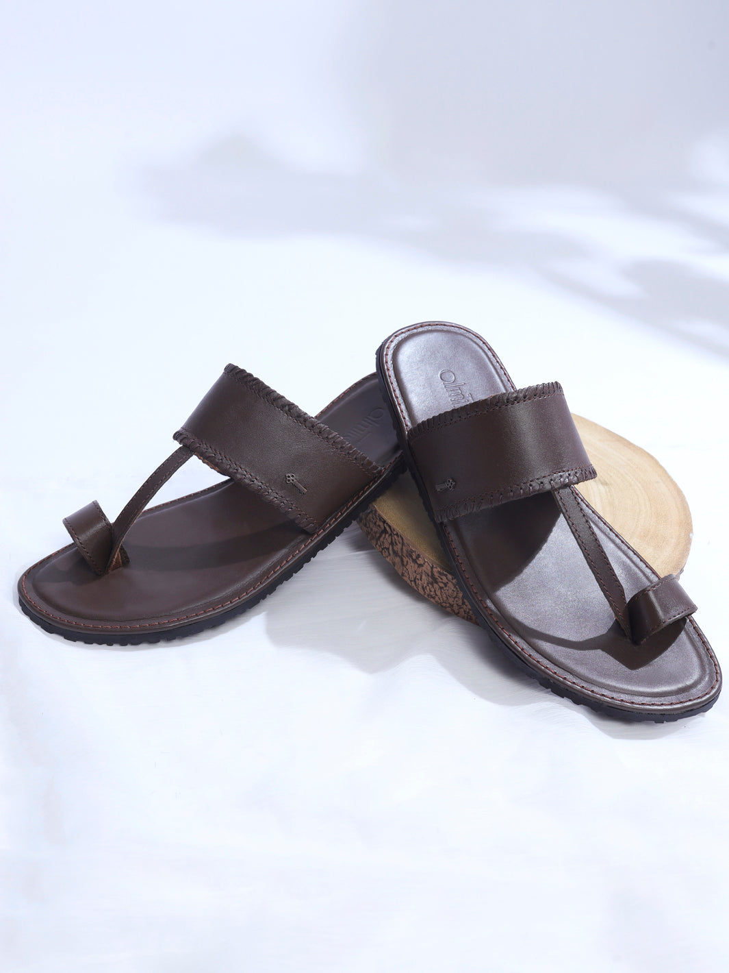 Brown Leather Kolhapuri Chappal - AL-MFW-KC-165