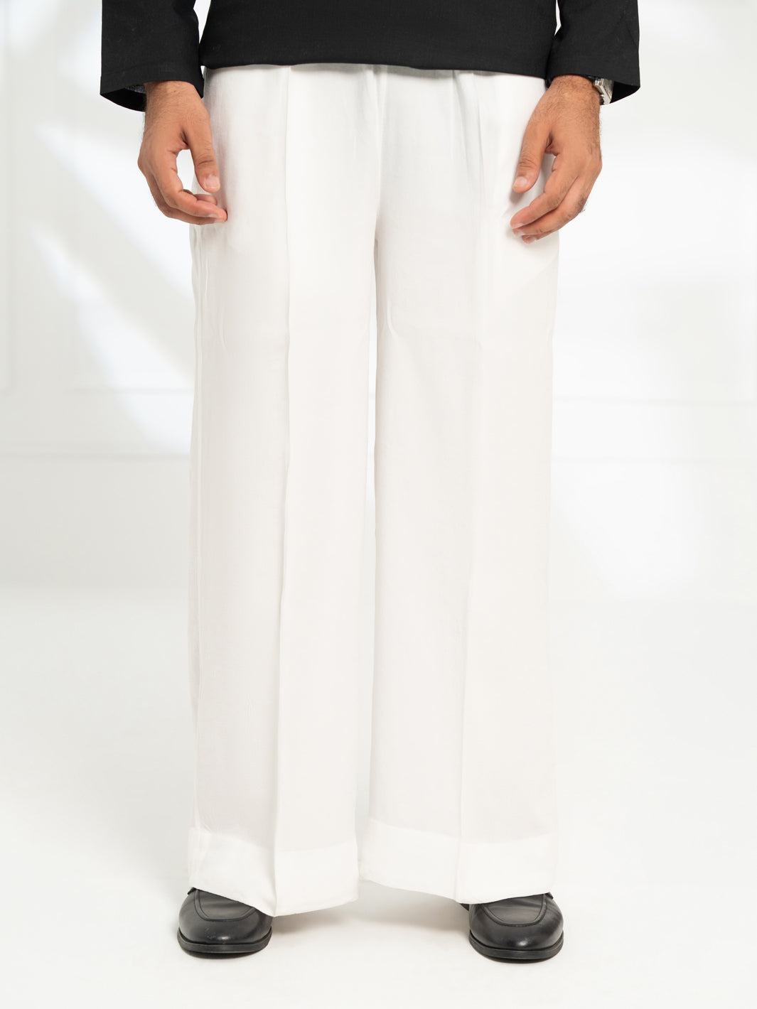 White Cotton Farshi Shalwar - AL-MS-FS-001W