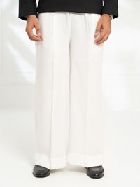 White Cotton Farshi Shalwar - AL-MS-FS-001W