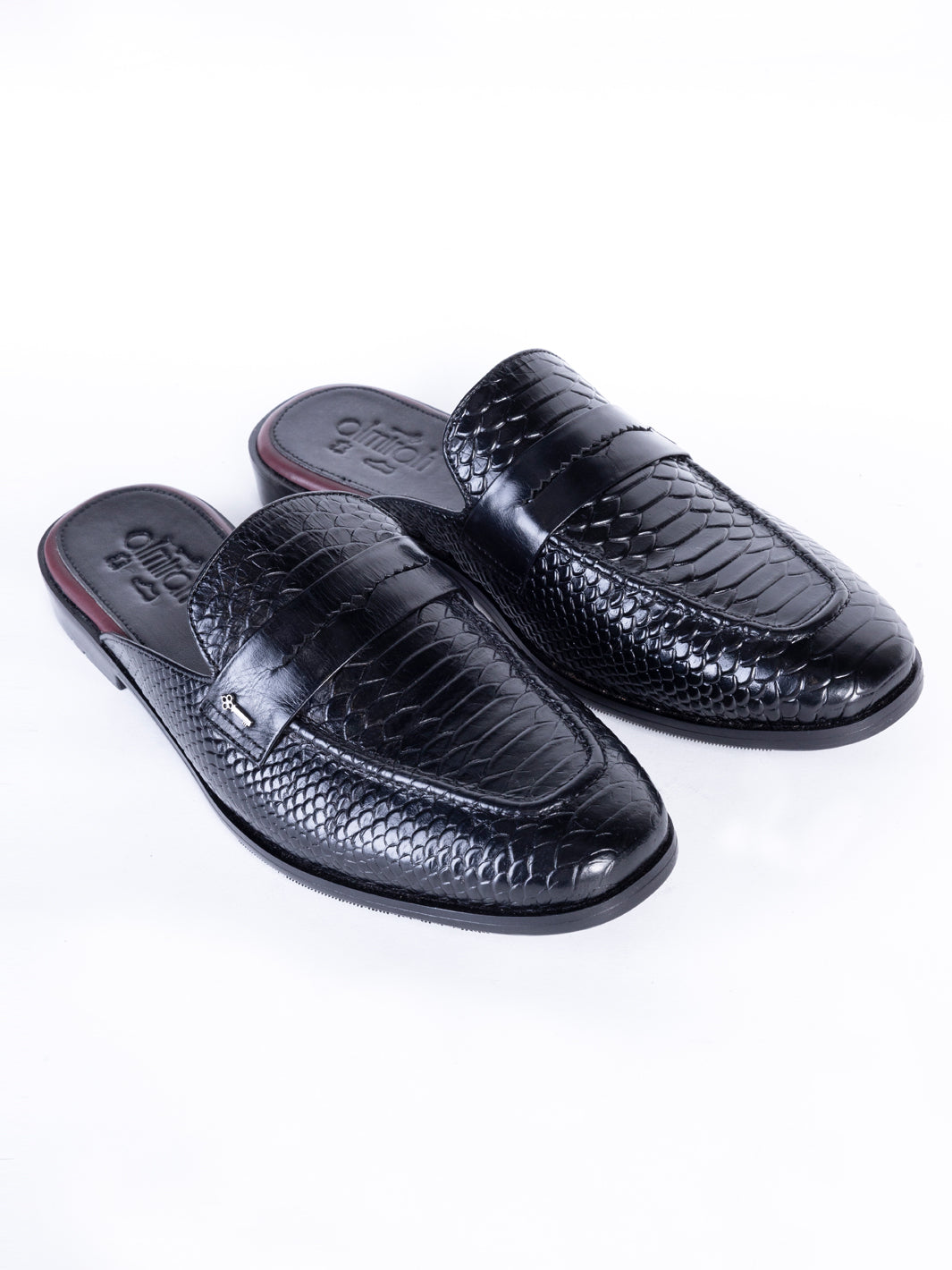 Black Leather Slip-On - AL-MSHO-042 - Almirah Online