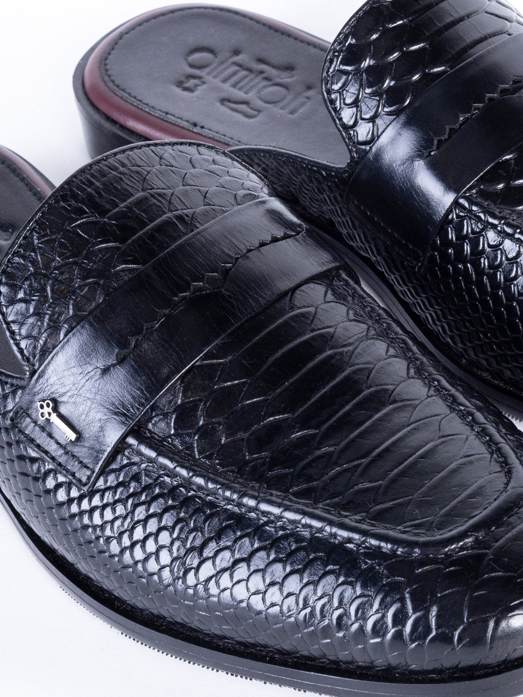 Black Leather Slip-On - AL-MSHO-042 - Almirah Online