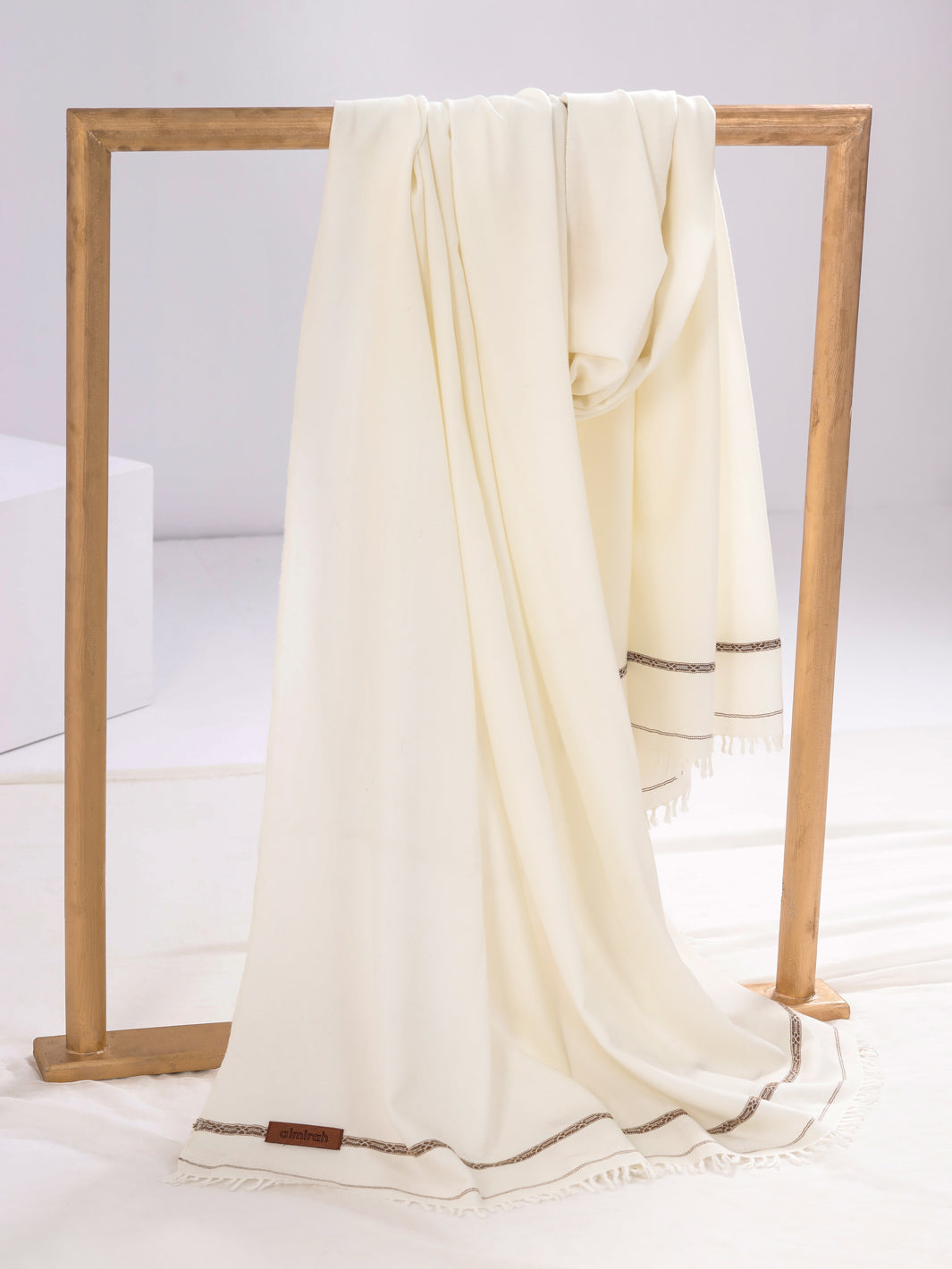 White Blended Shawl For Men - AL-SH-019