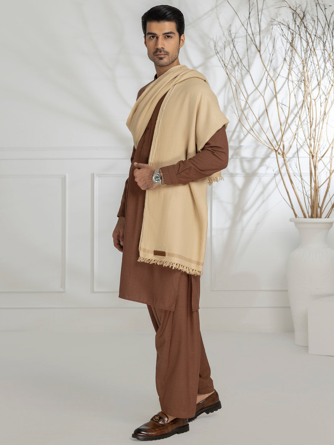 Beige Blended Shawl - AL-SH-027
