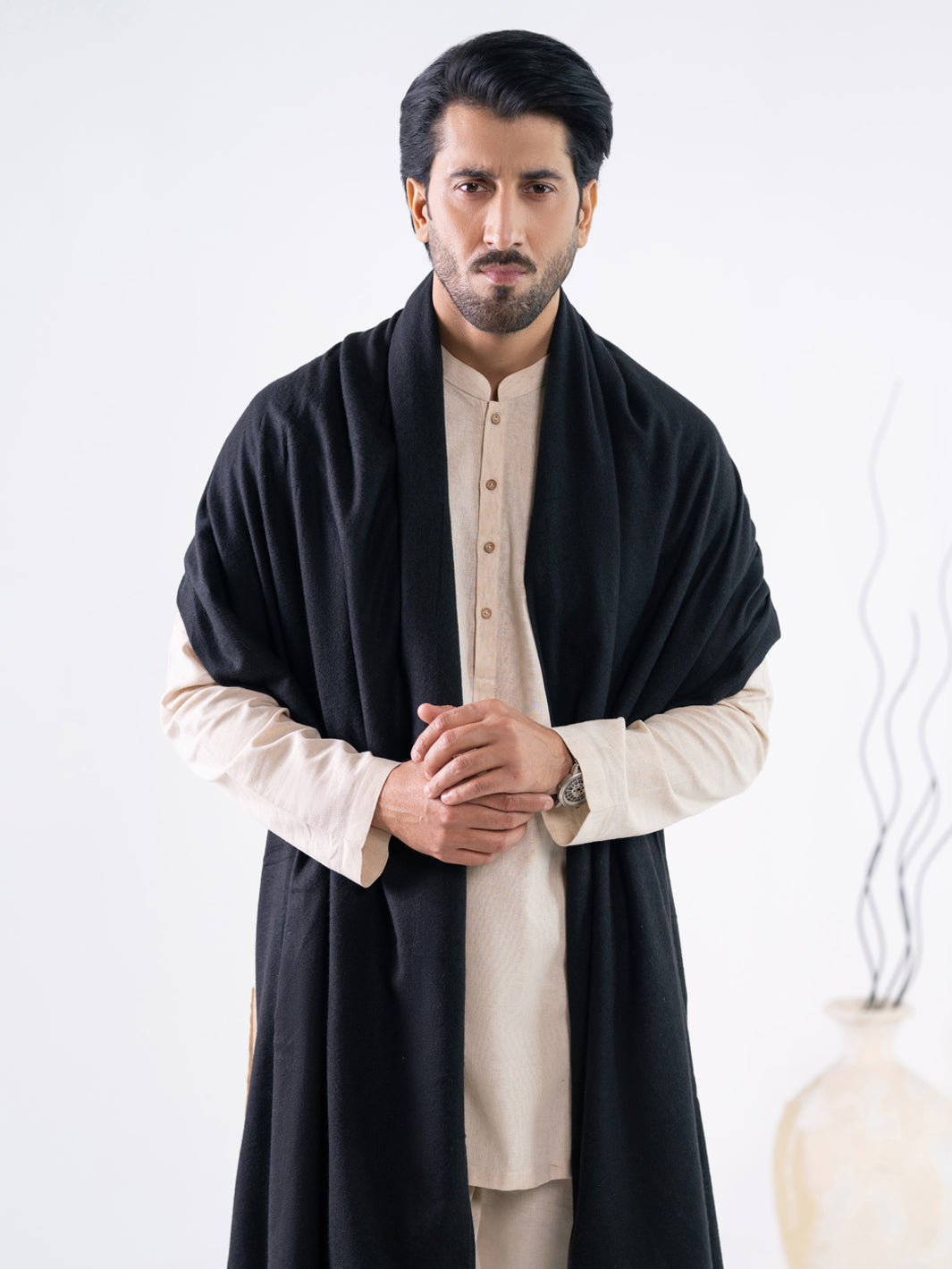 Black Casual Shawl - AL-SH-040