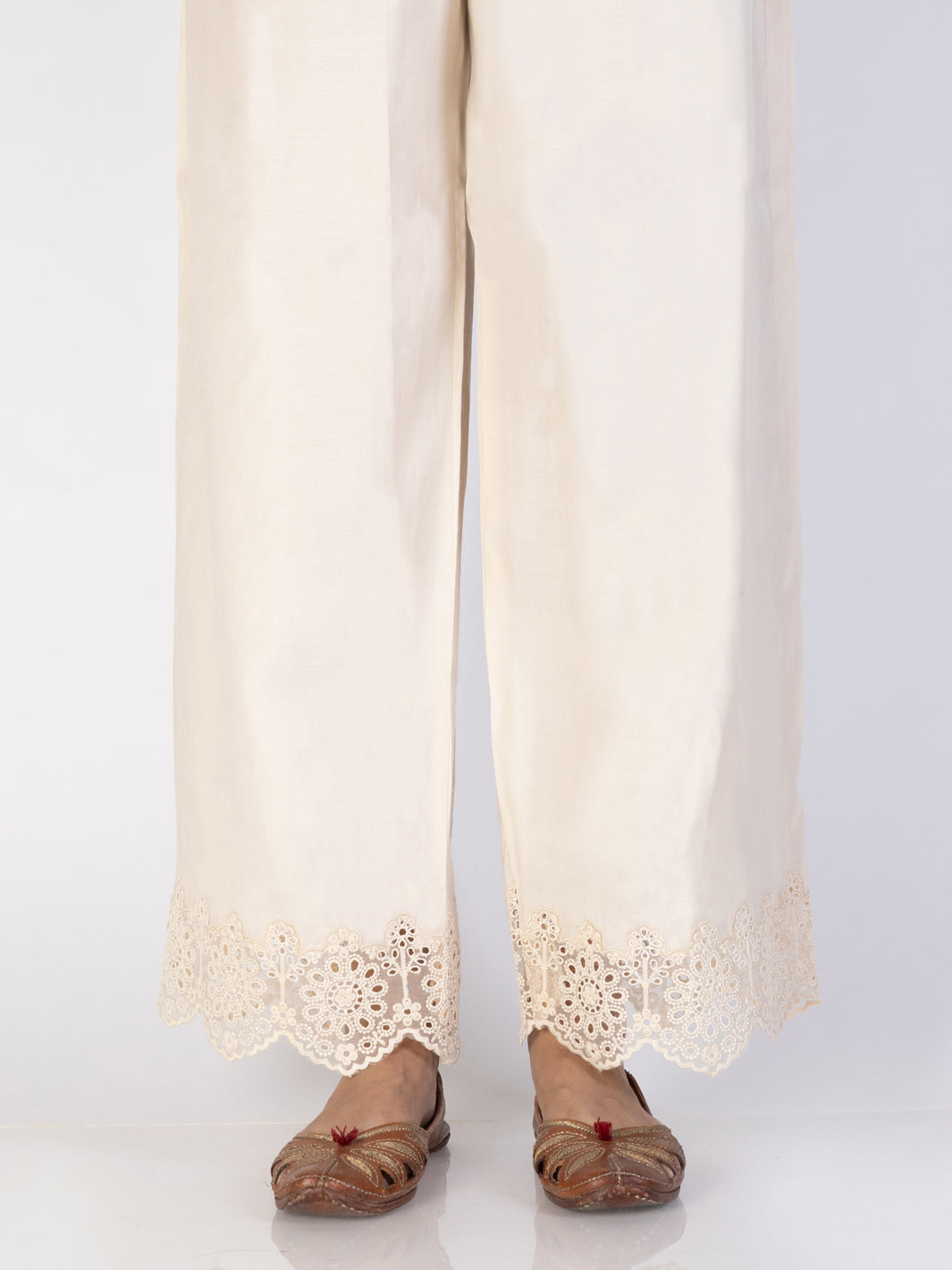 Beige Maple Silk Trousers - AL-T-693 - Almirah Online
