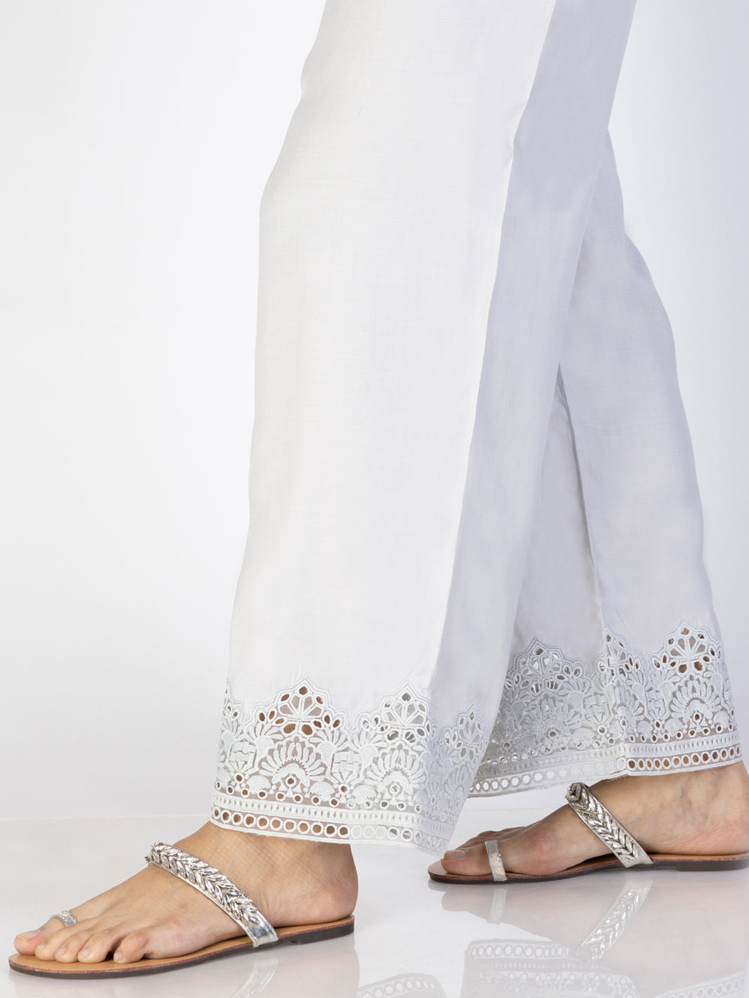 Grey Maple Silk Trousers - AL-T-694 - Almirah Online
