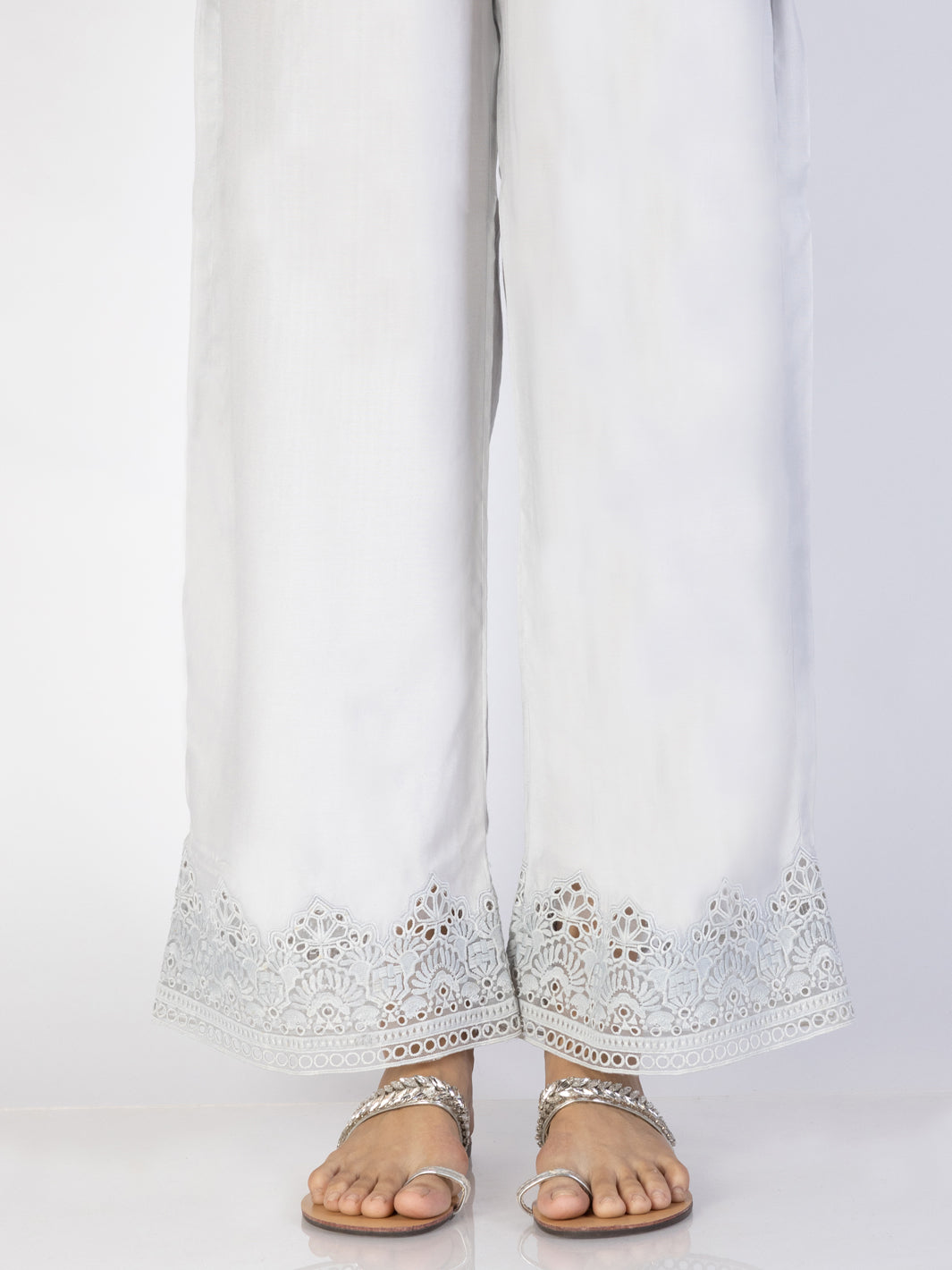 Grey Maple Silk Trousers - AL-T-694 - Almirah Online