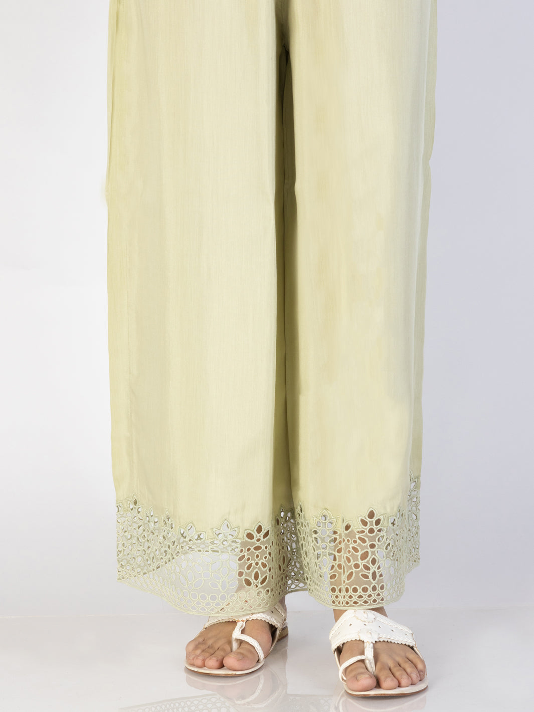 Pista Green Maple Silk Trousers - AL-T-696 - Almirah Online
