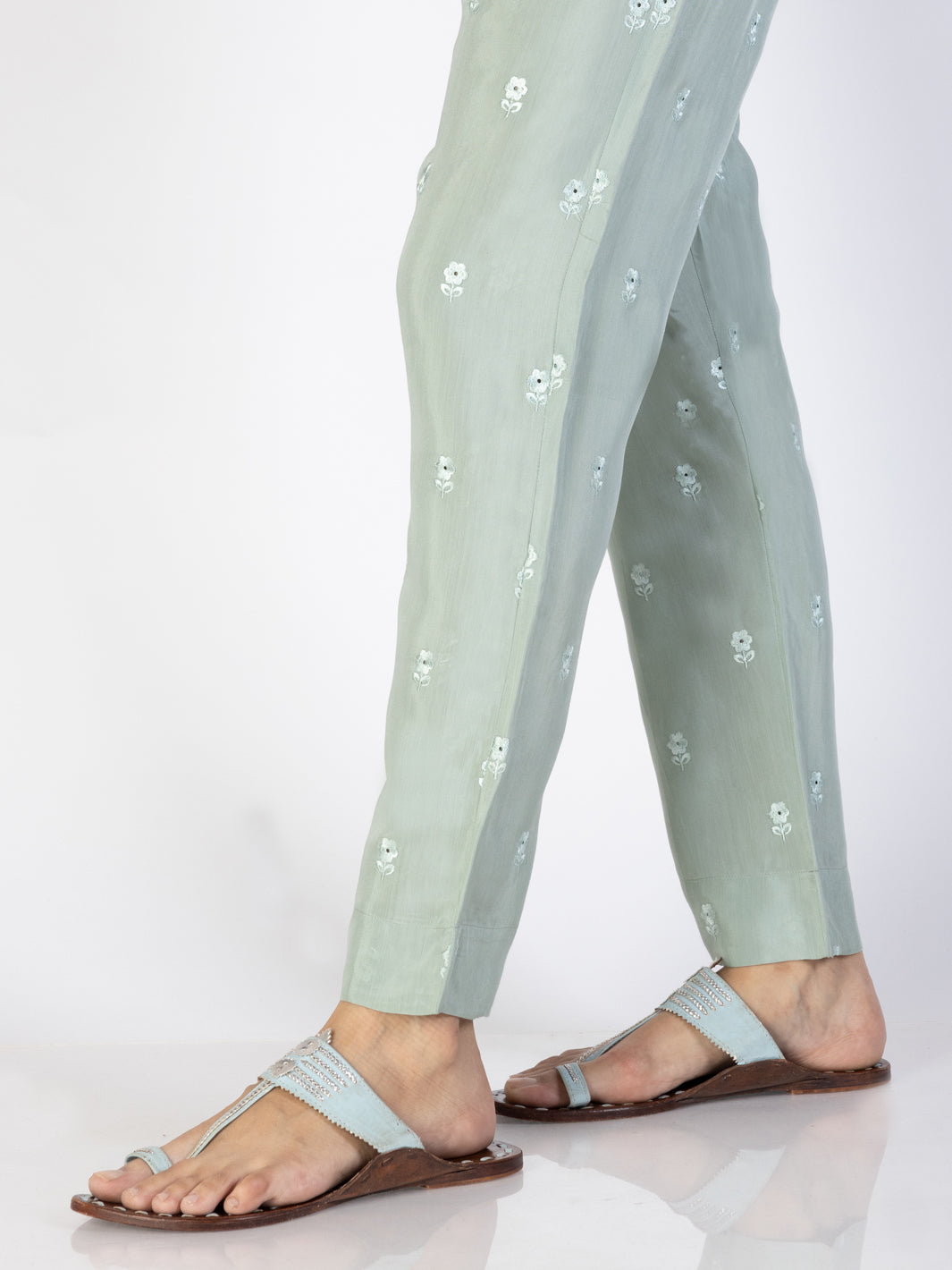 Pista Green Viscose Trousers - AL-T-698 - Almirah Online