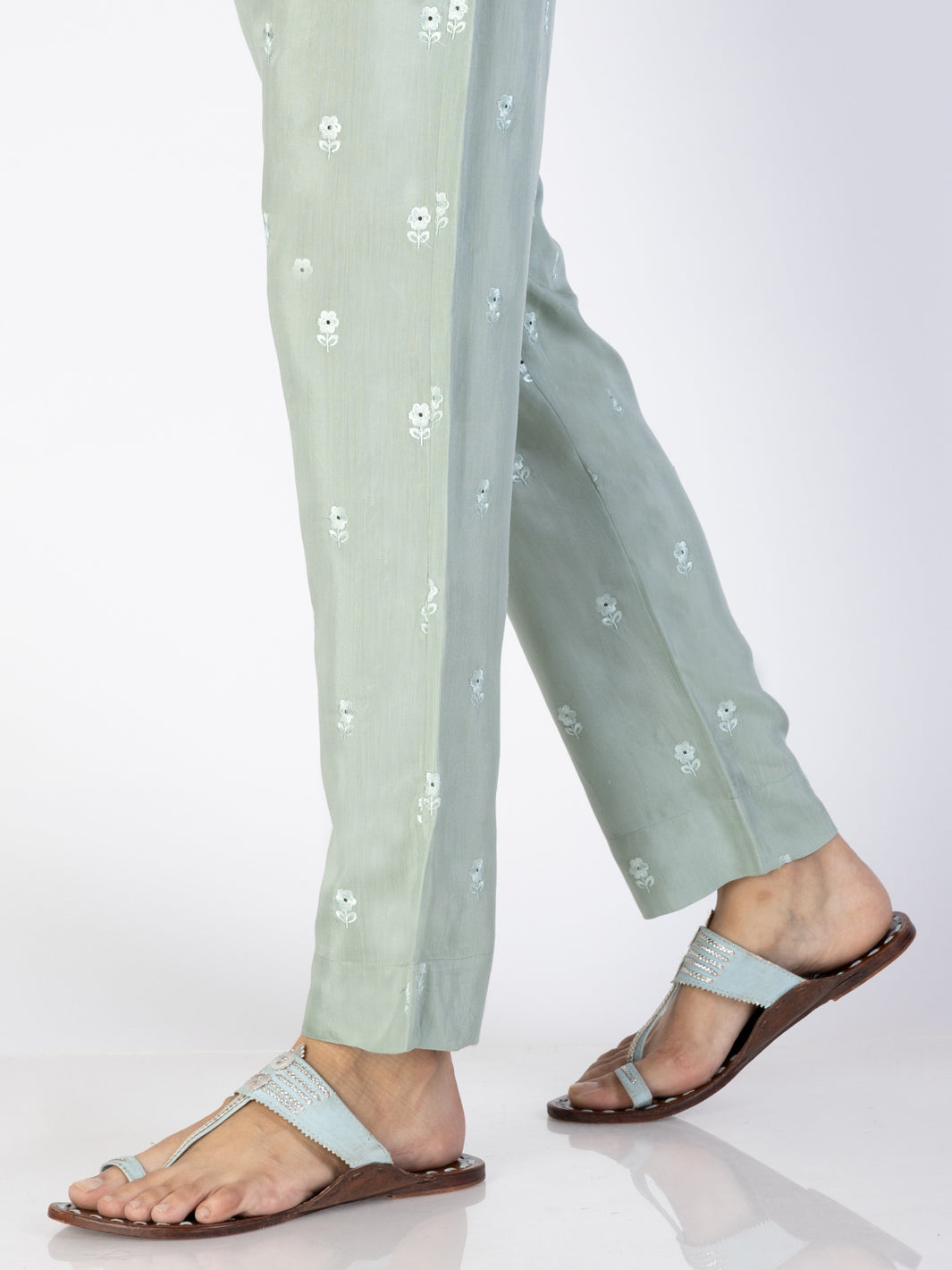 Pista Green Viscose Trousers - AL-T-698 - Almirah Online