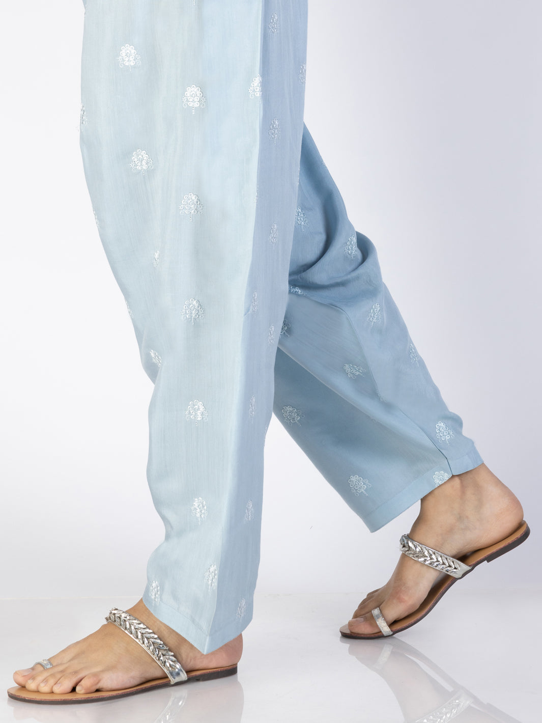 Ice Blue Viscose Trousers - AL-T-700 - Almirah Online
