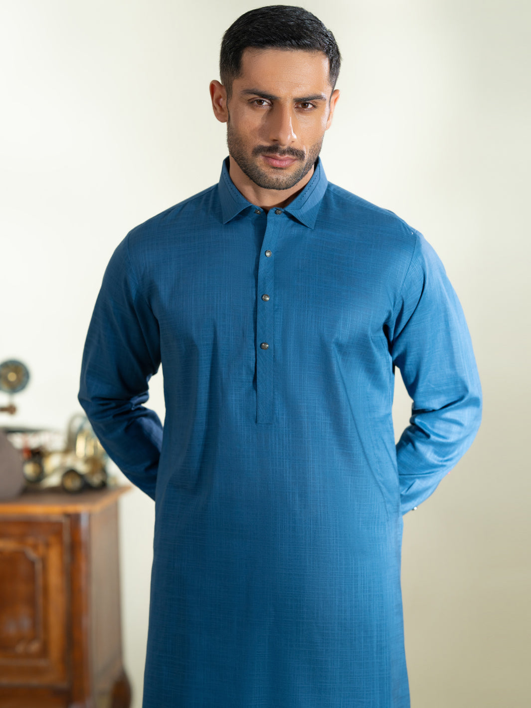 Blue Cotton Kameez Shalwar - ALWA-KS-572