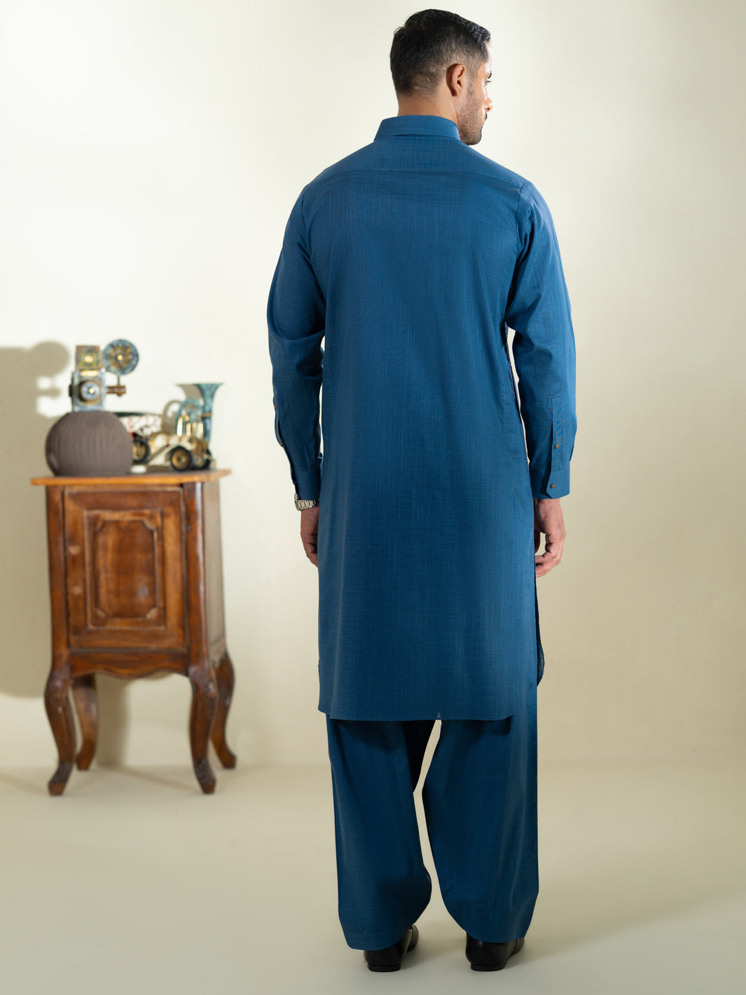 Blue Cotton Kameez Shalwar - ALWA-KS-572