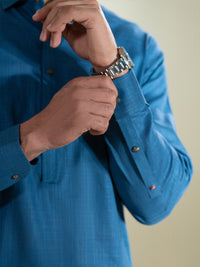 Blue Cotton Kameez Shalwar - ALWA-KS-572