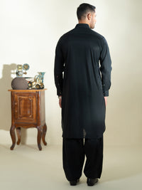 Black Cotton Kameez Shalwar - ALWA-KS-573