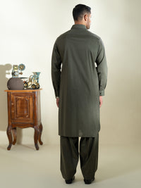 Green Cotton Kameez Shalwar - ALWA-KS-578