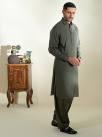 Green Cotton Kameez Shalwar - ALWA-KS-578