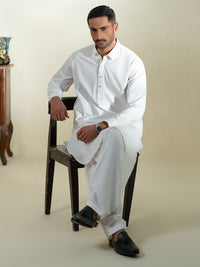 White Kameez Shalwar - ALWA-KS-592