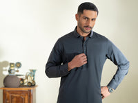 Charcoal Grey Kameez Shalwar - ALWA-KS-593
