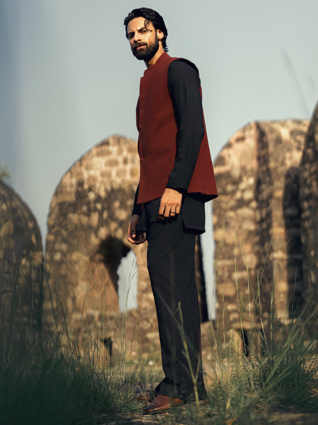 Black Maroon Formal Waistcoat - AL-WC-473