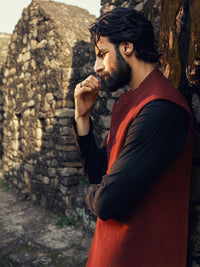 Black Maroon Formal Waistcoat - AL-WC-473