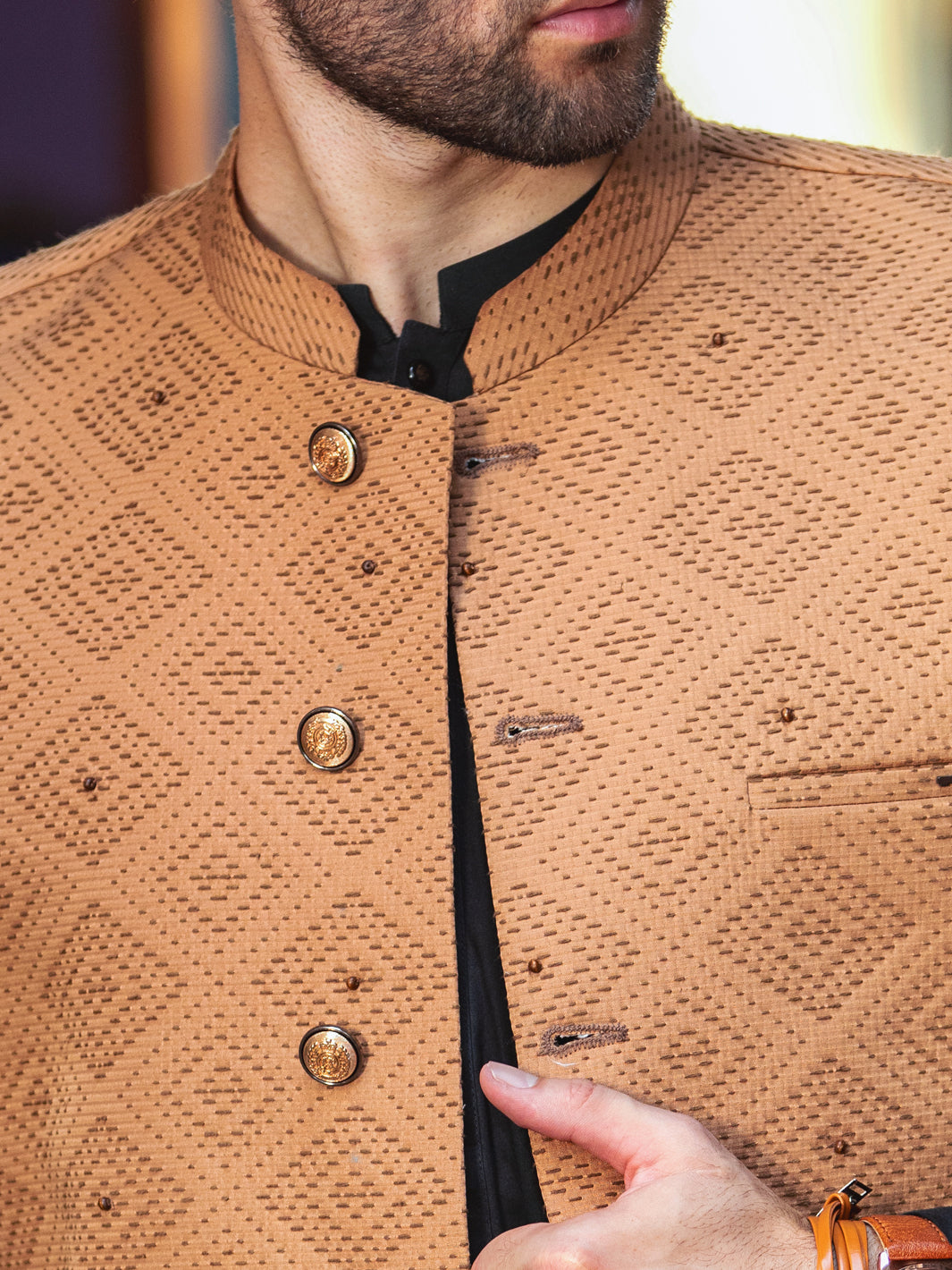Light Brown Blended Waistcoat - AL-WC-525 - Almirah Online