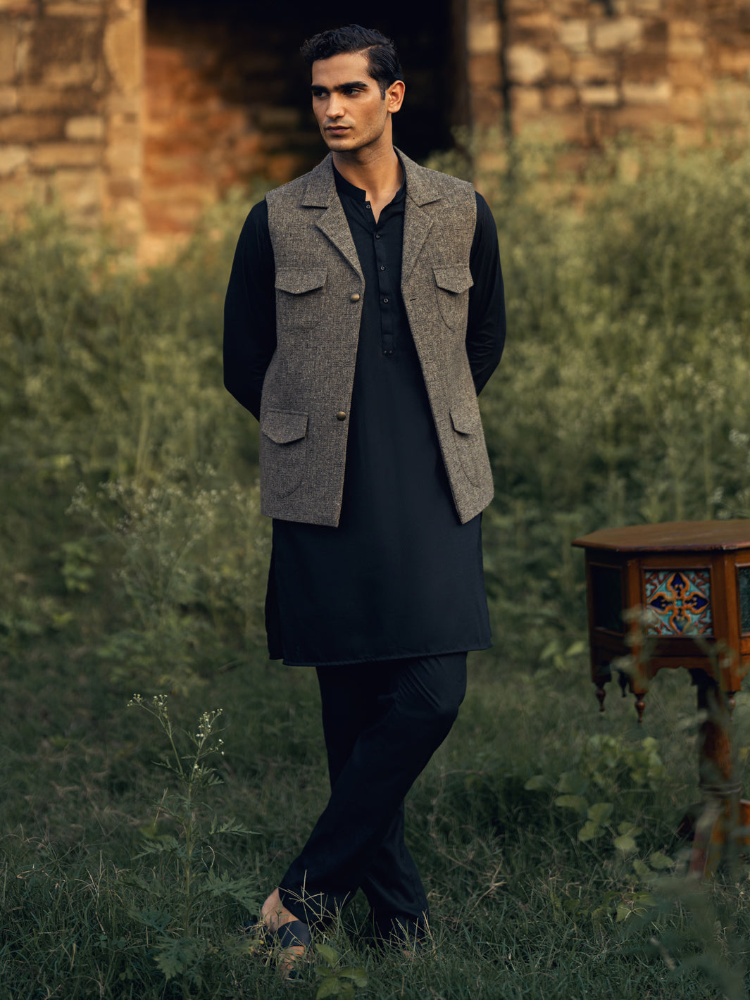 Olive Green Waistcoat - AL-WC-603