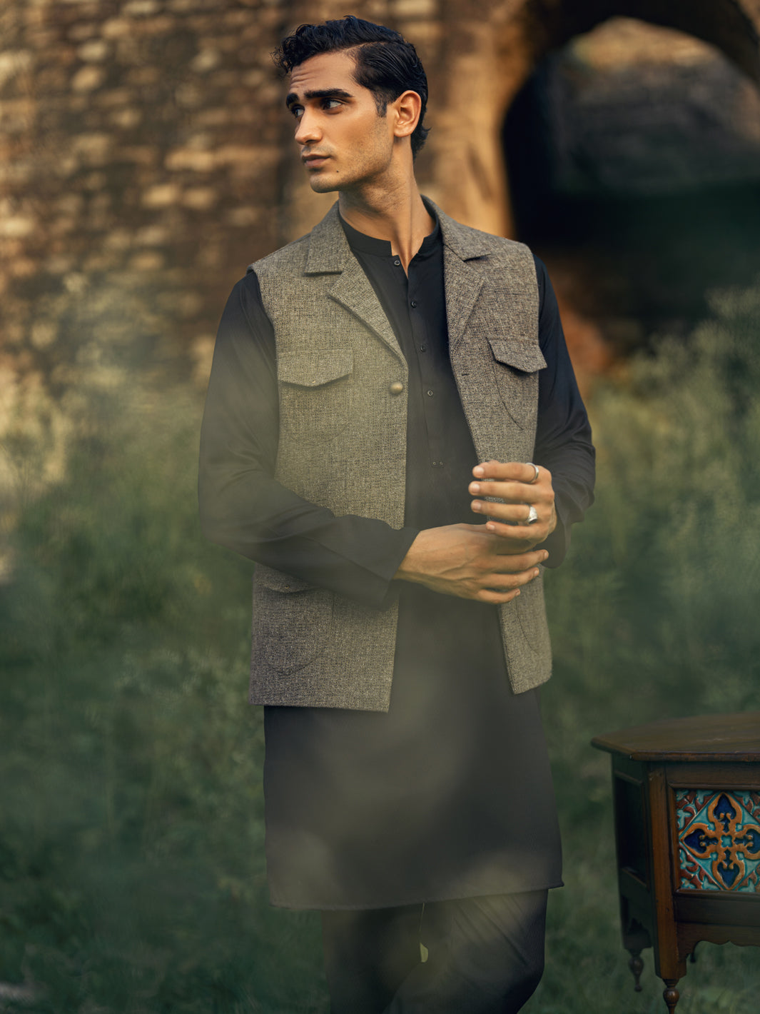 Olive Green Waistcoat - AL-WC-603