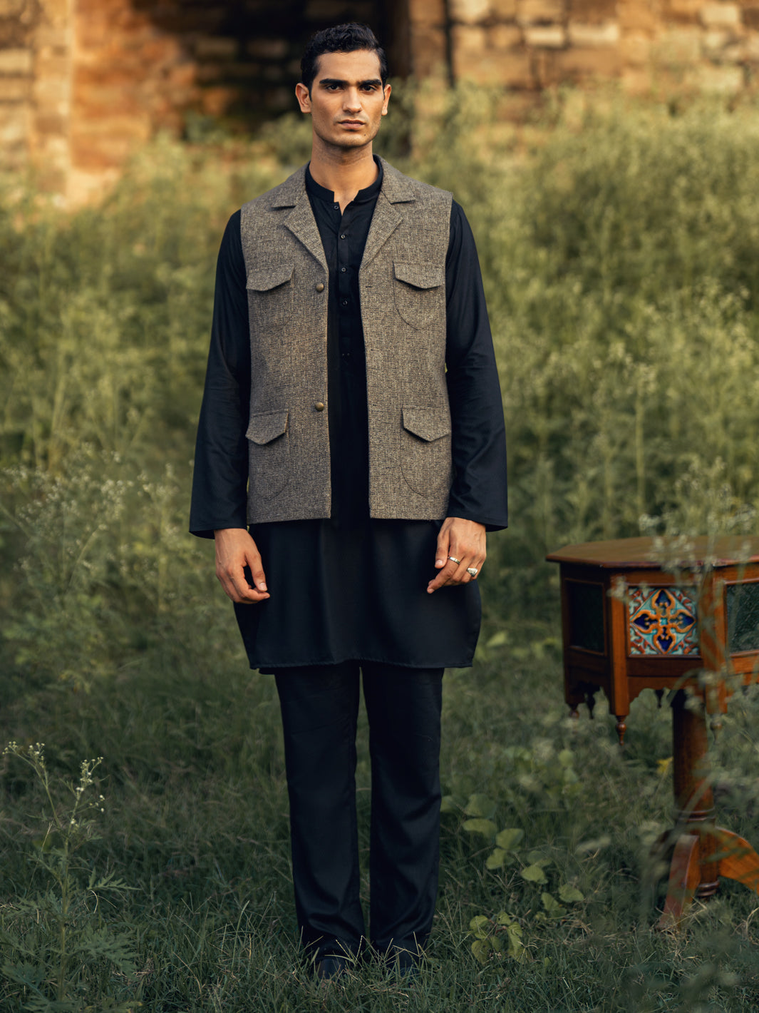 Olive Green Waistcoat - AL-WC-603