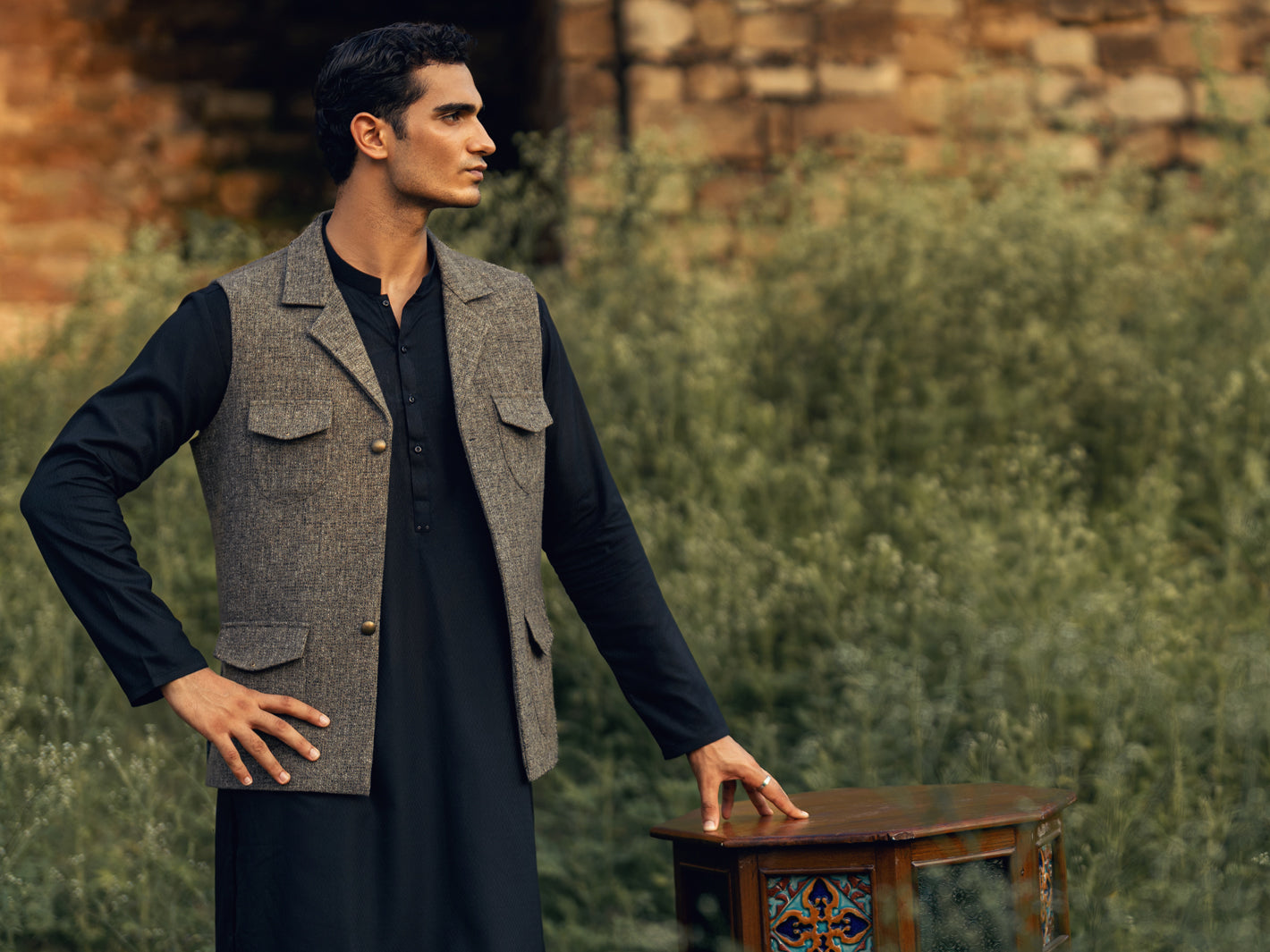 Olive Green Waistcoat - AL-WC-603
