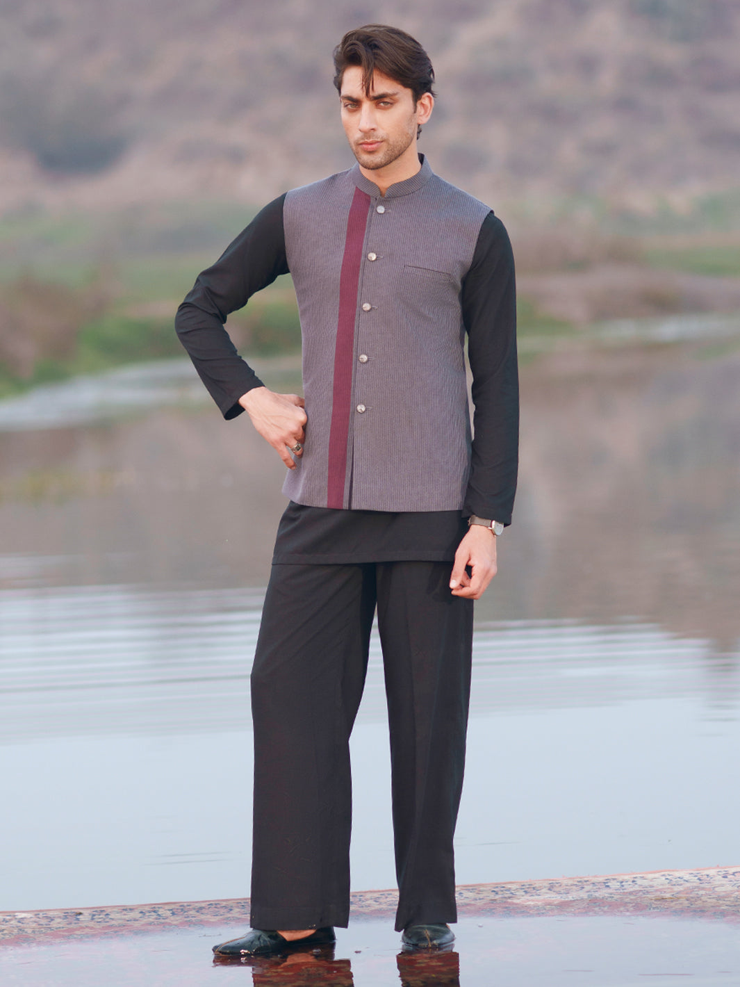 Grey Cotton Cut & Sew Waistcoat - AL-WC-622
