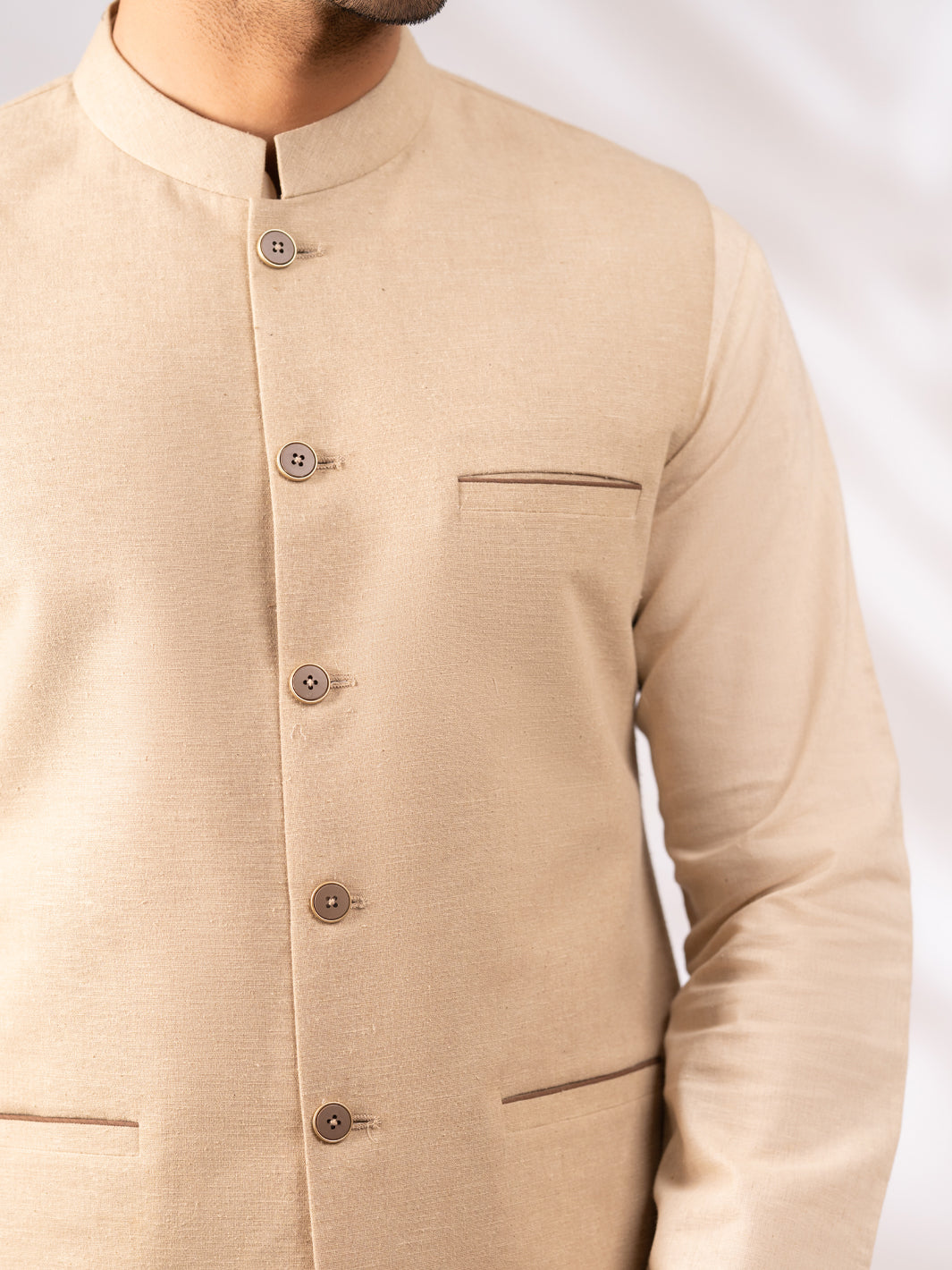 Beige Cut & Sew Waistcoat - AL-WC-630