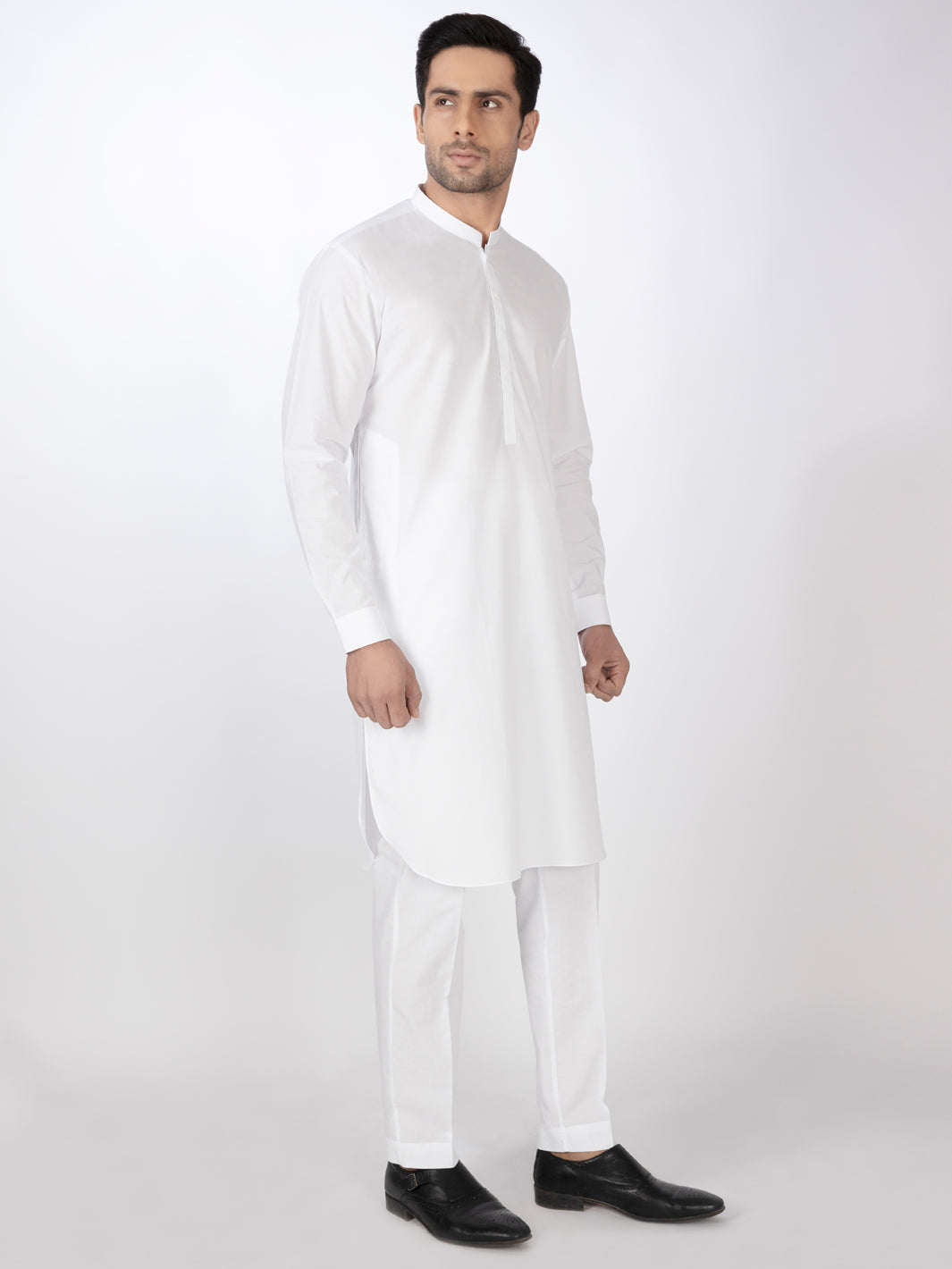 White Cotton Kurta Trouser - ALBQ-KT-002