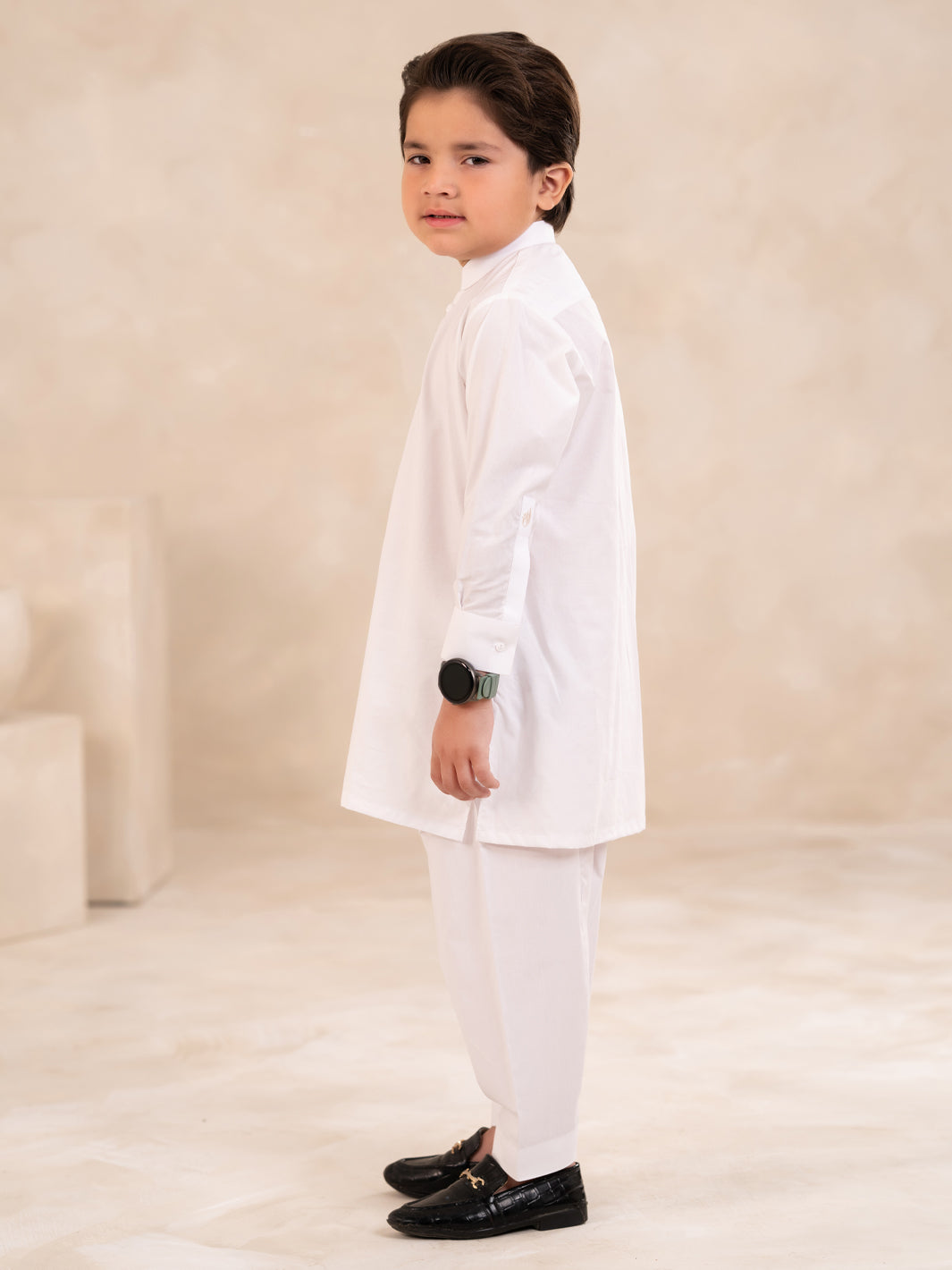 White Cotton Boys Kameez Shalwar - ALBY-BQ-KS-002