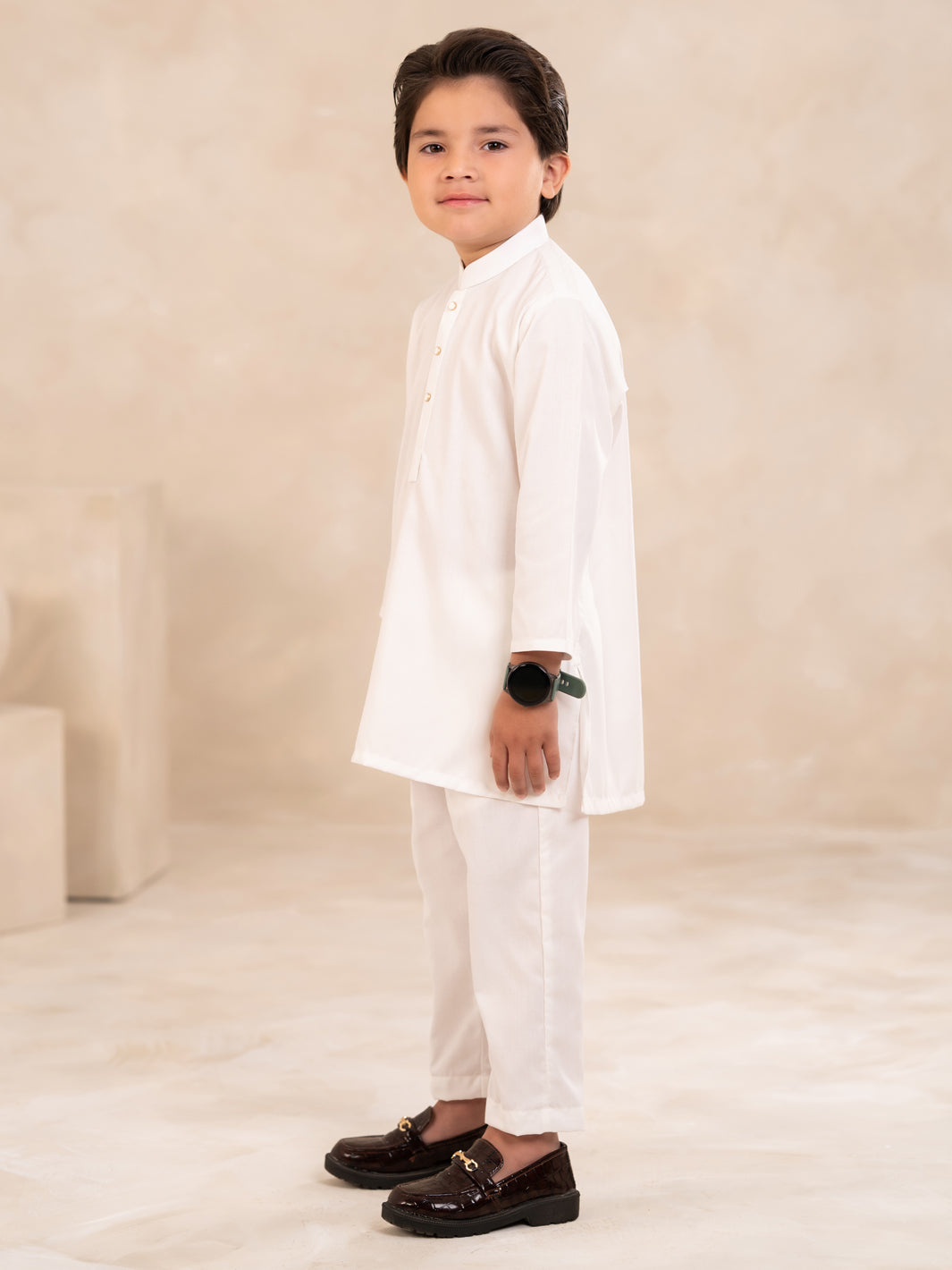 White Plain Kurta Trousers - ALBYET-KT-011